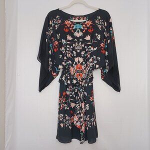 Women's BCBG Maxazria Black Sheer w/ Black Skirt Liner Midi Dress Size XS